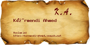 Körmendi Ahmed névjegykártya